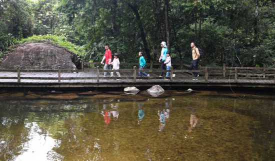 2022年5月3日，游客在海南熱帶雨林國(guó)家公園五指山片區(qū)游覽。新華社記者 楊冠宇攝